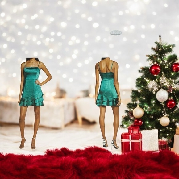 Satin-Like Ruffle Cocktail Minidress – Size Large (NWOT) - Picture 2 of 5